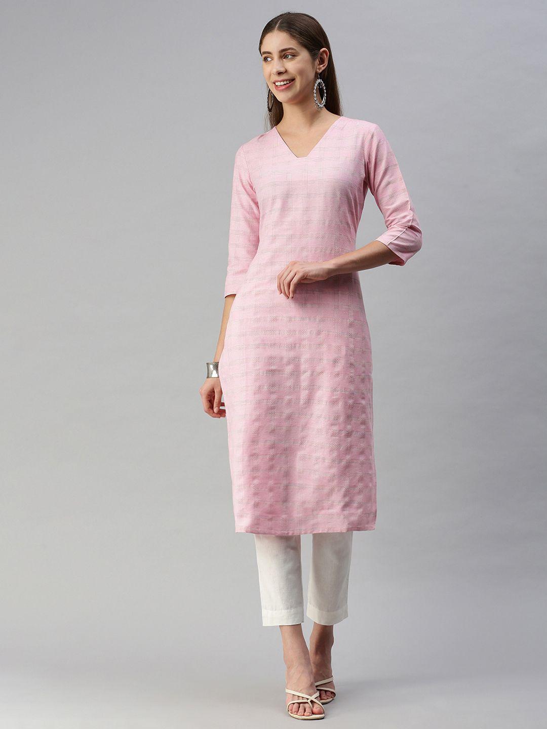 hritika women pink checked kurta