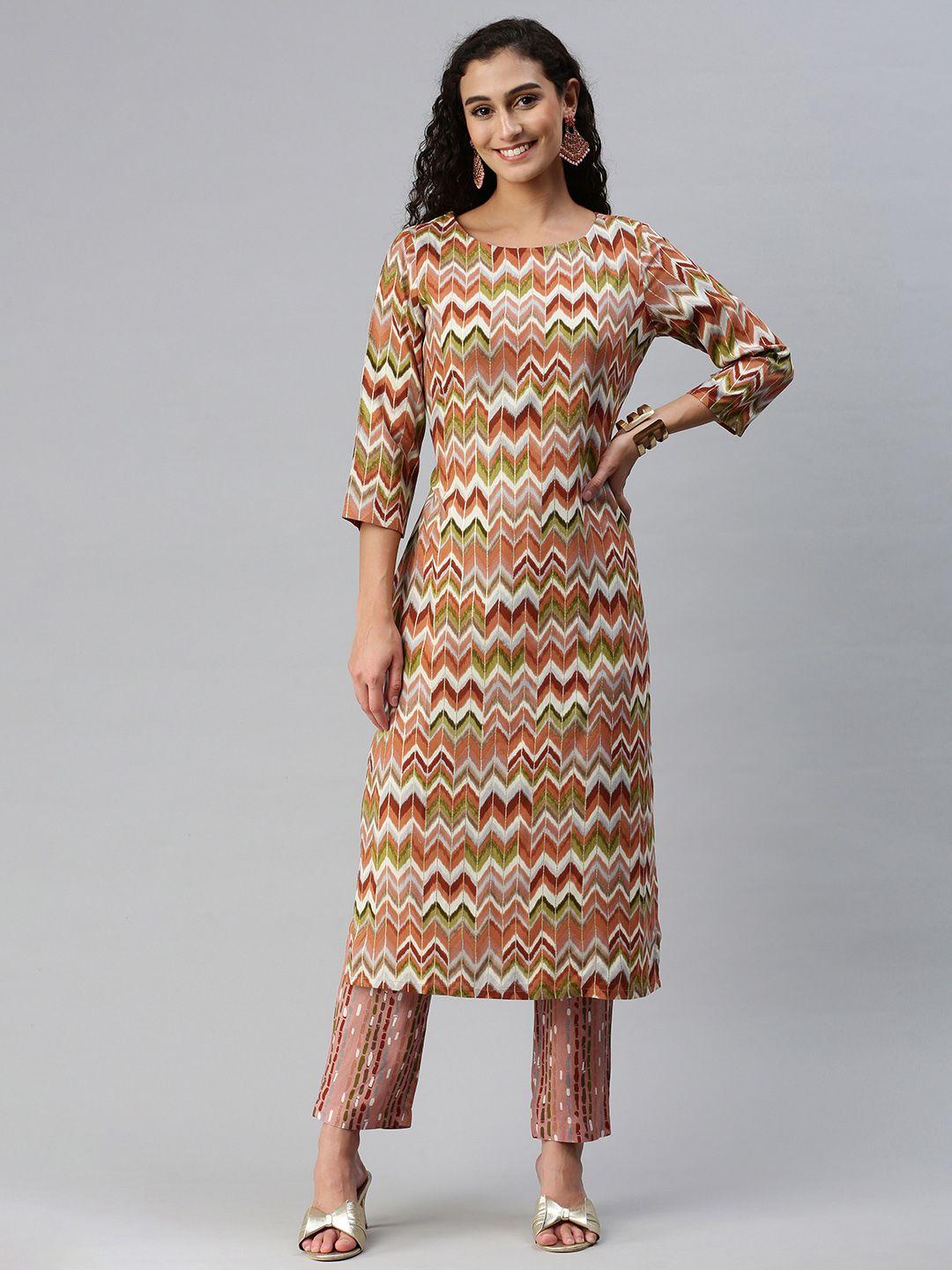 hritika women printed regular kurta with trousers