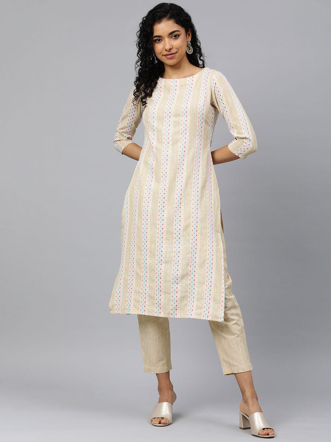 hritika women self design regular kurta with trousers