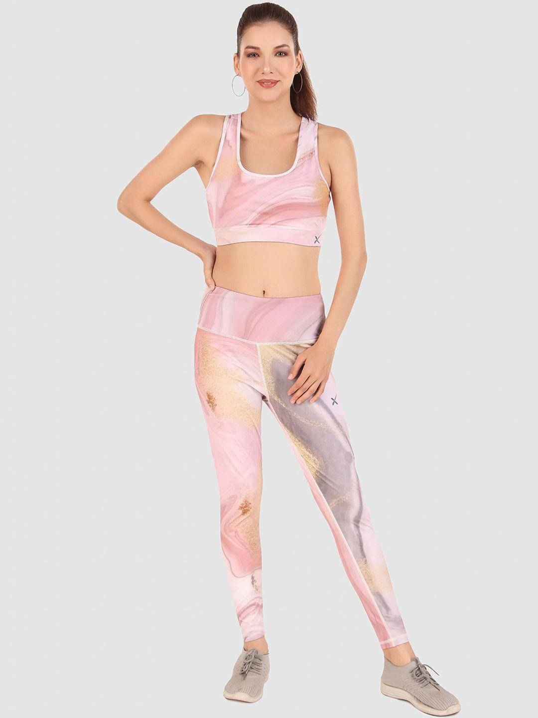 hrx by hrithik roshan beige abstract printed sports tracksuits