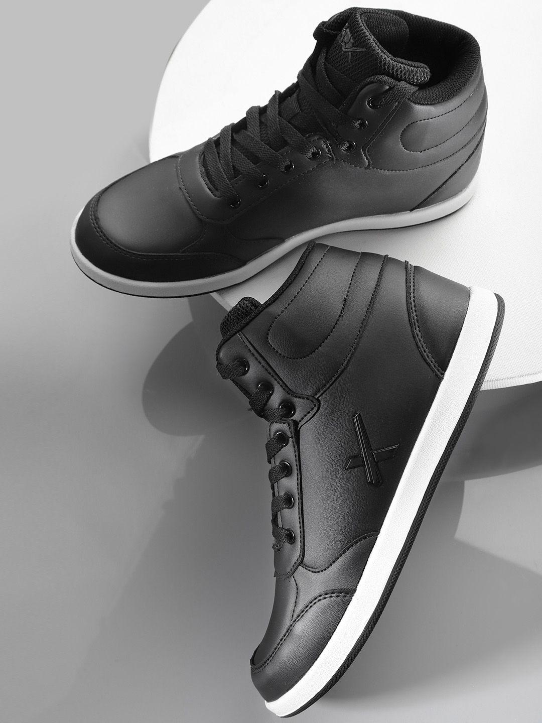 hrx by hrithik roshan black solid mid-top skate street sneakers