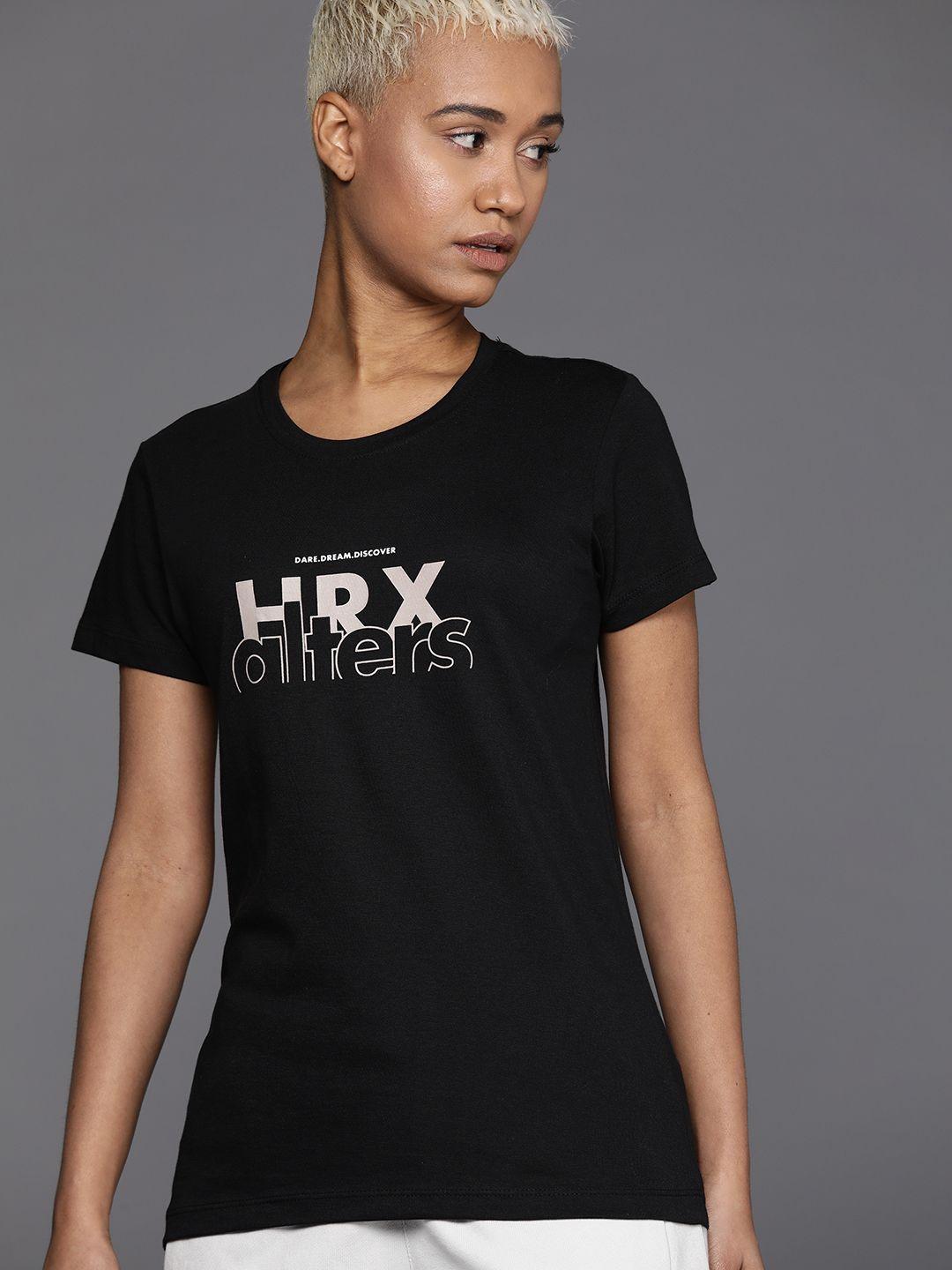 hrx by hrithik roshan brand logo print pure cotton t-shirt