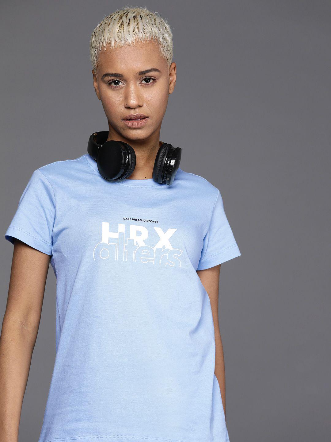 hrx by hrithik roshan brand logo print pure cotton t-shirt