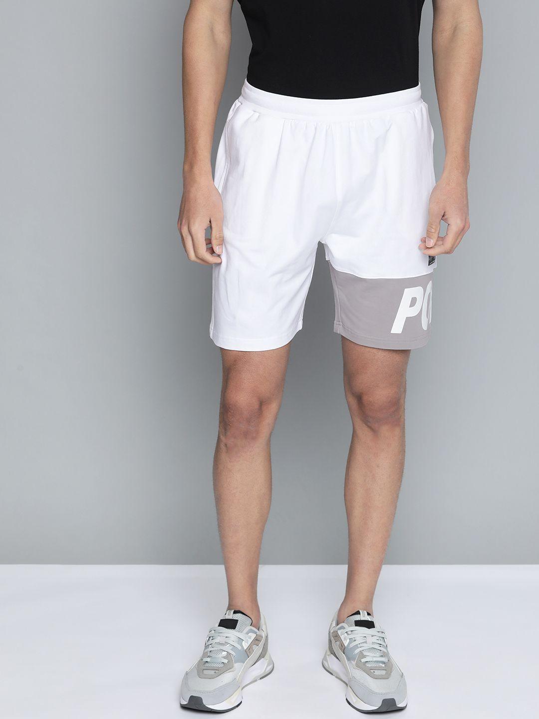 hrx by hrithik roshan lifestyle men optic white & wet weather lycra typography shorts