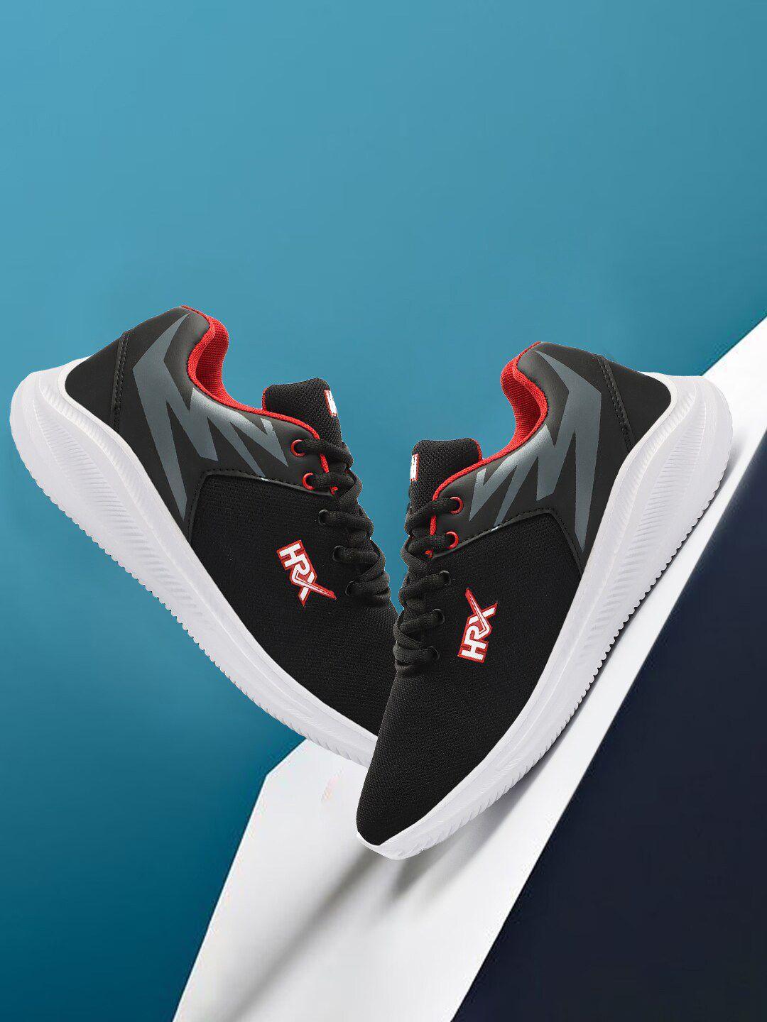 hrx by hrithik roshan men black and red mesh running sports shoes
