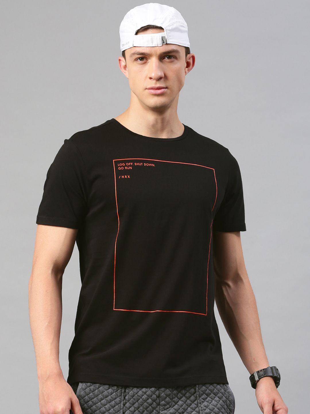hrx by hrithik roshan men black printed t-shirt