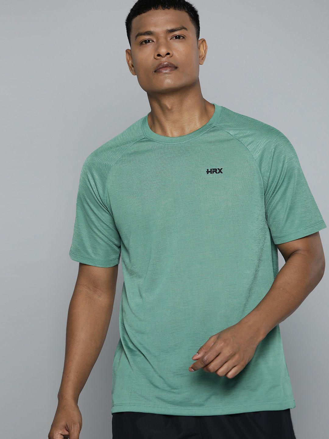 hrx by hrithik roshan men brand logo printed rapid-dry reflective sports t-shirt
