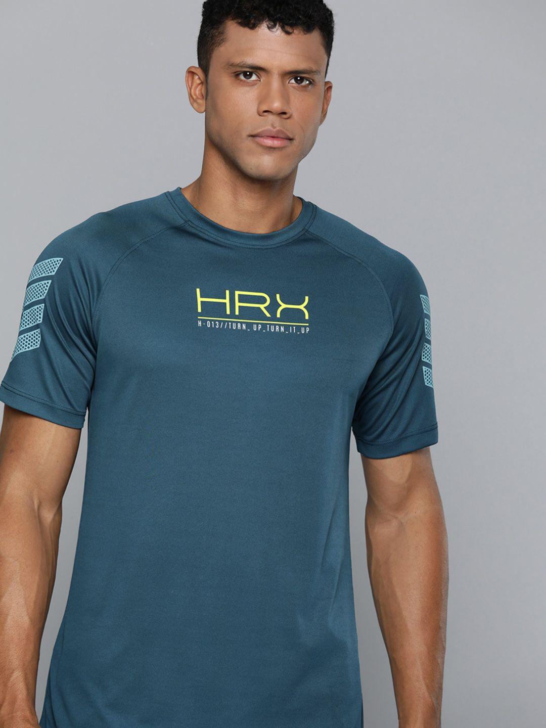hrx by hrithik roshan men brand logo printed rapid-dry training t-shirt