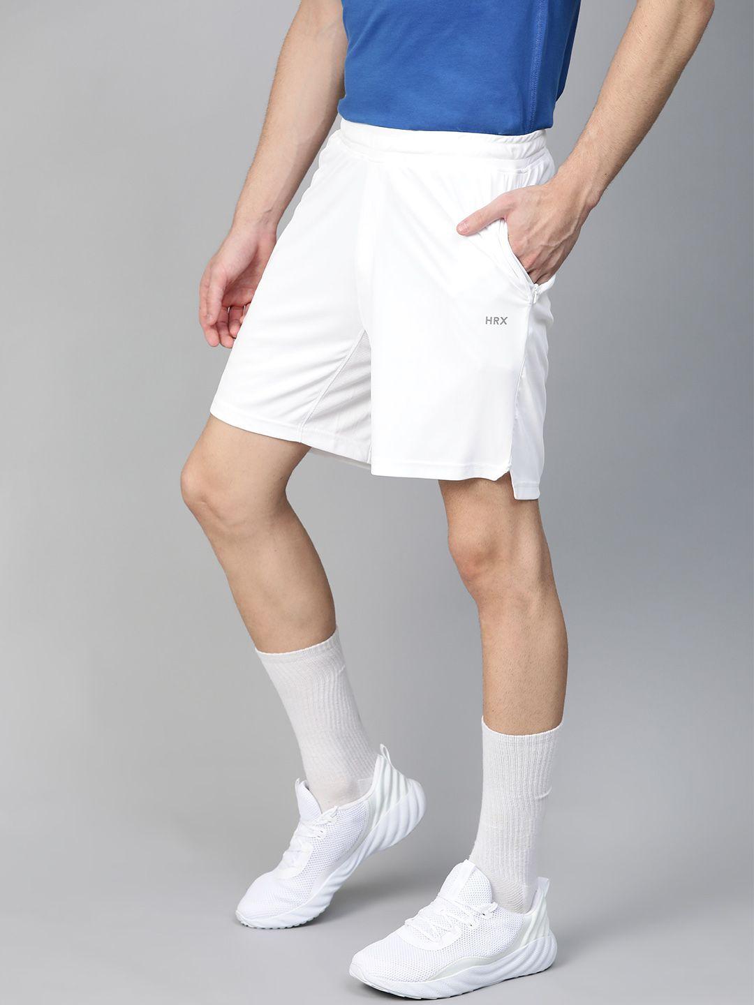 hrx by hrithik roshan men bright white solid regular fit rapid-dry racket sports shorts