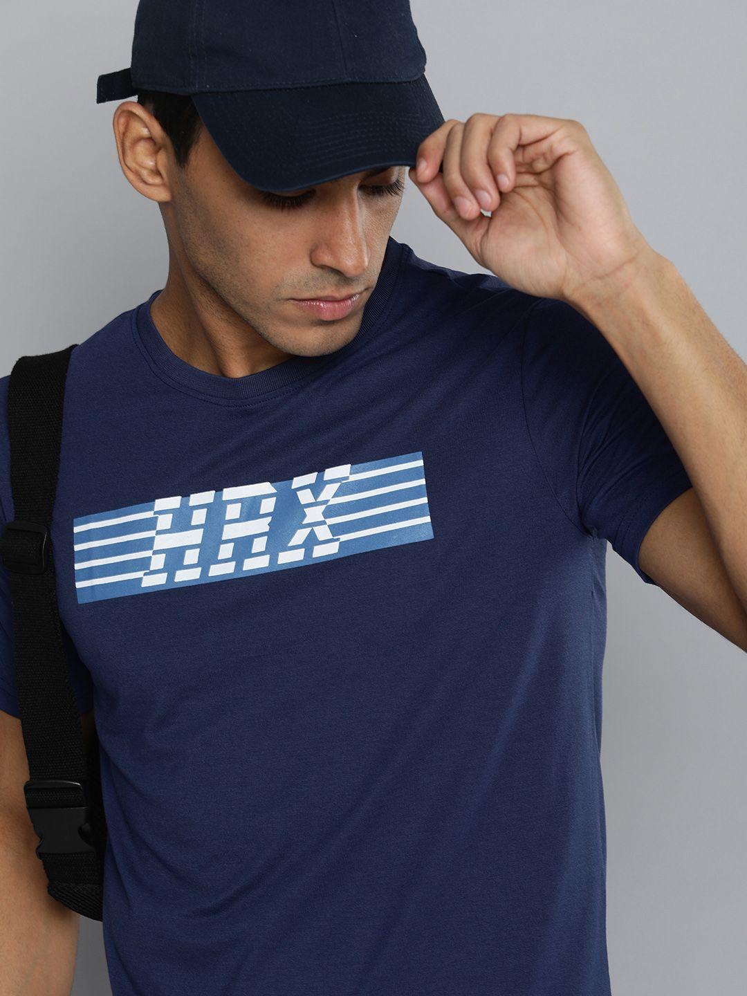 hrx by hrithik roshan men navy blue brand carrier bio-wash outdoor t-shirt