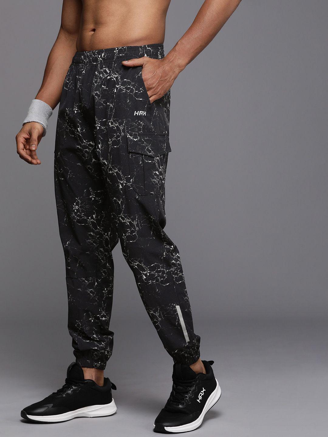 hrx by hrithik roshan men printed rapid-dry training joggers with reflective detail