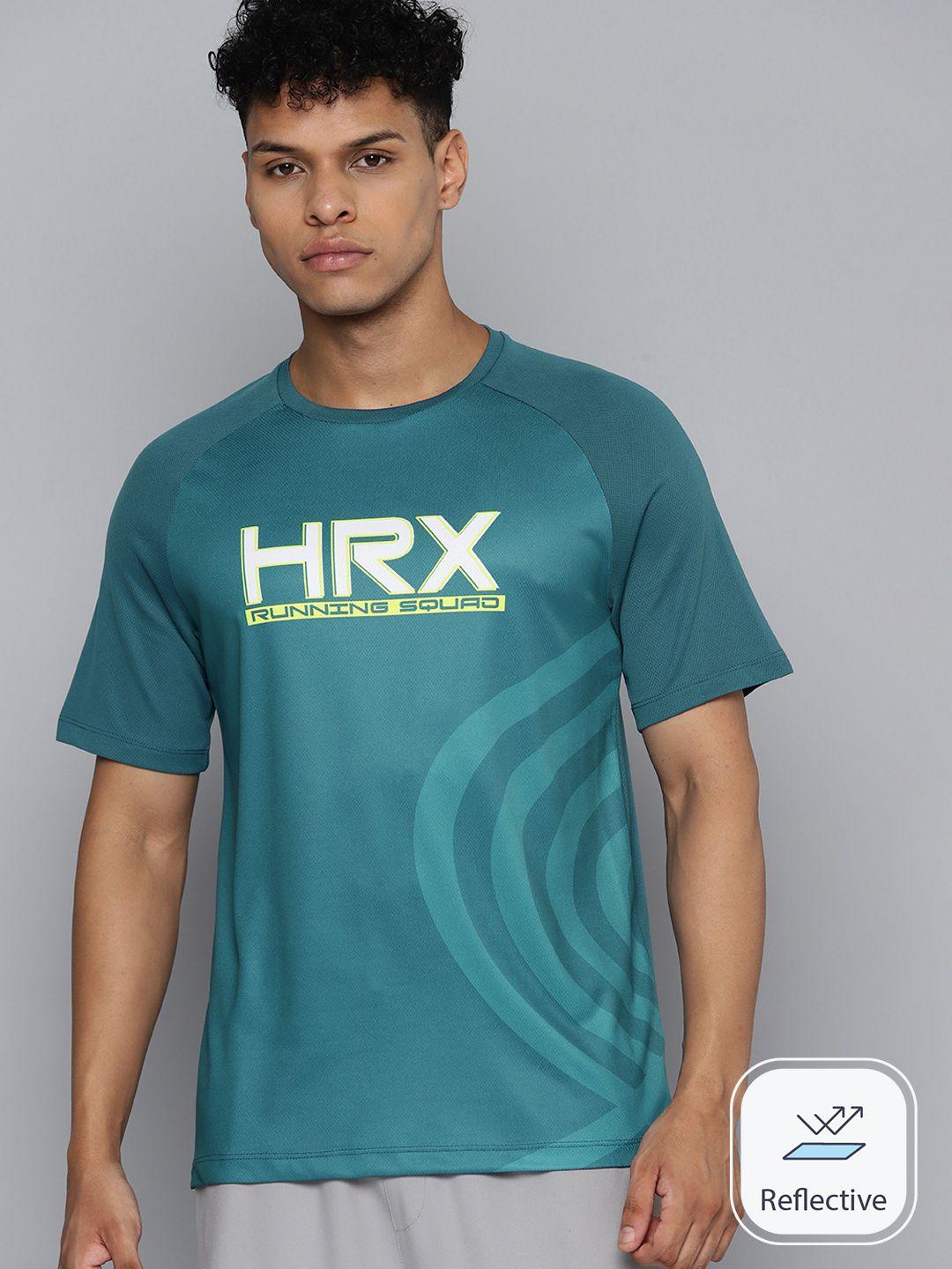hrx by hrithik roshan men rapid-dry brand logo printed running t-shirt