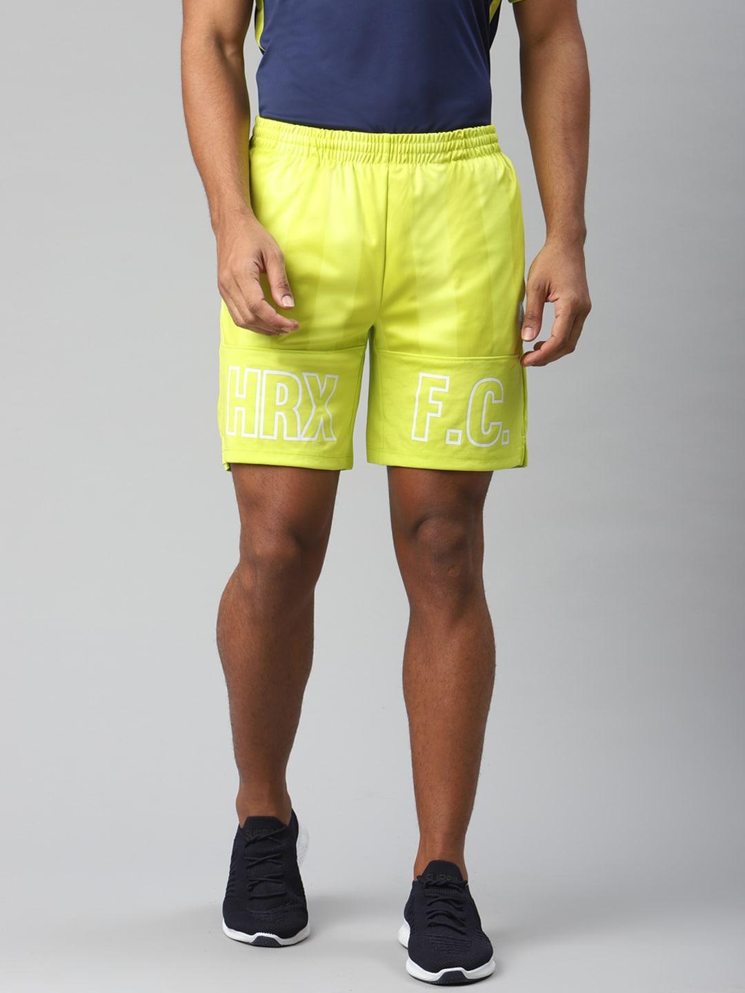 hrx by hrithik roshan men sulphur spring aop regular fit mid-rise rapid-dry football shorts