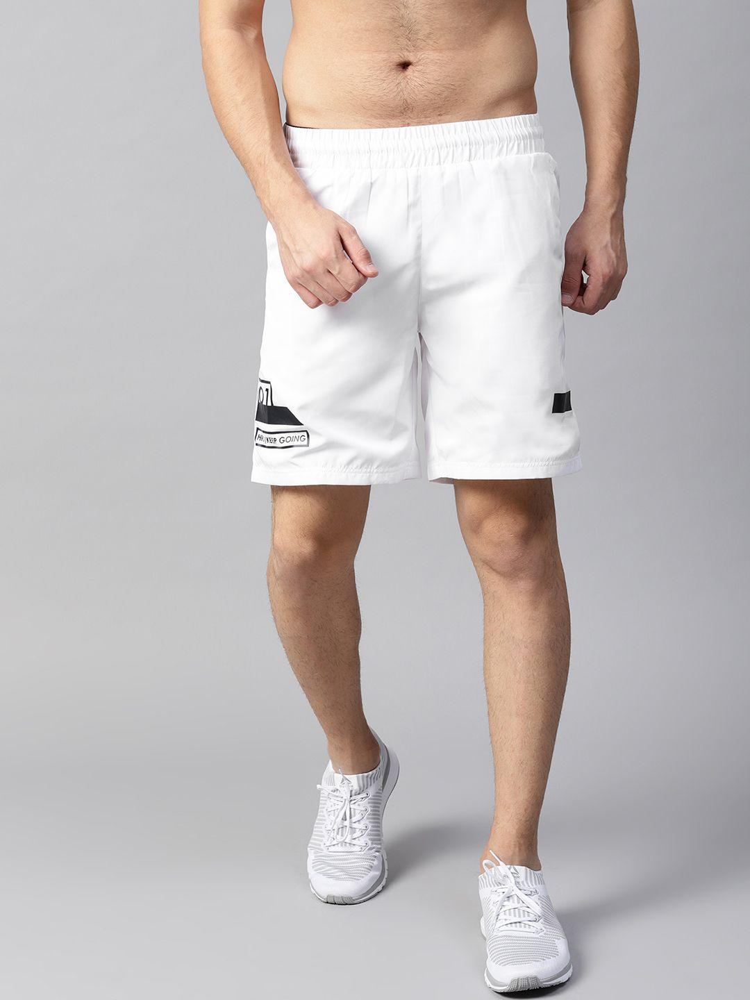 hrx by hrithik roshan men white solid regular fit sports shorts
