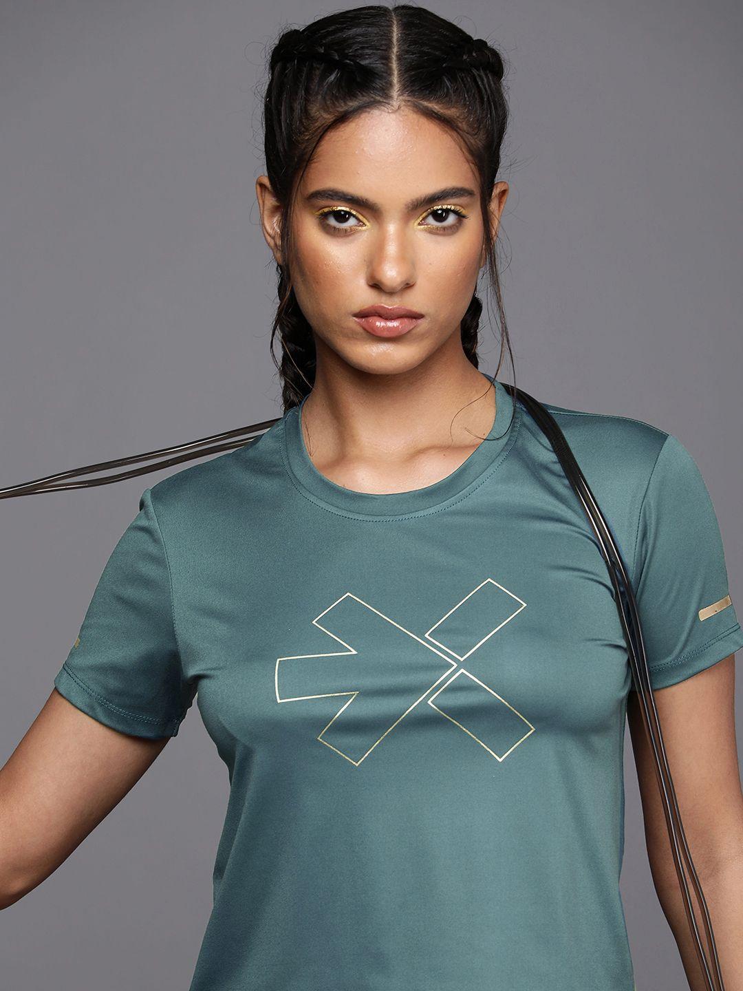 hrx by hrithik roshan rapid dry slim fit active goddess collection training crop t-shirt