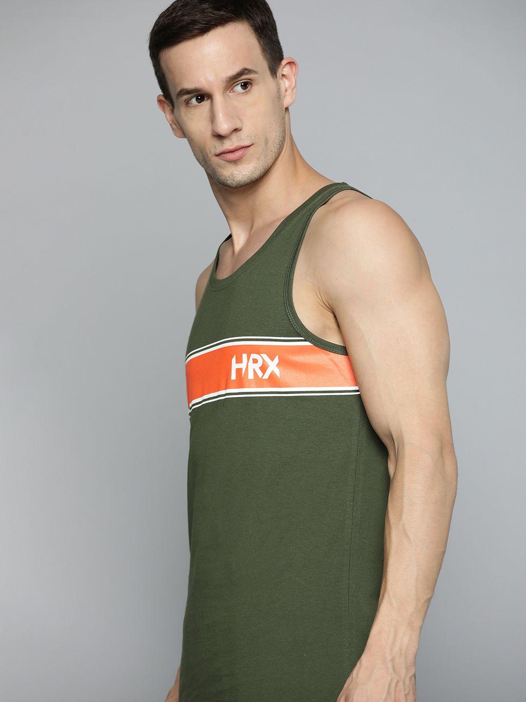 hrx by hrithik roshan training men kombu green bio-wash brand carrier tshirts