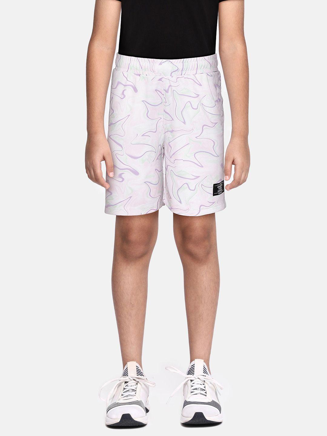 hrx by hrithik roshan u-17 lifestyle boys bright white rapid-dry aop shorts