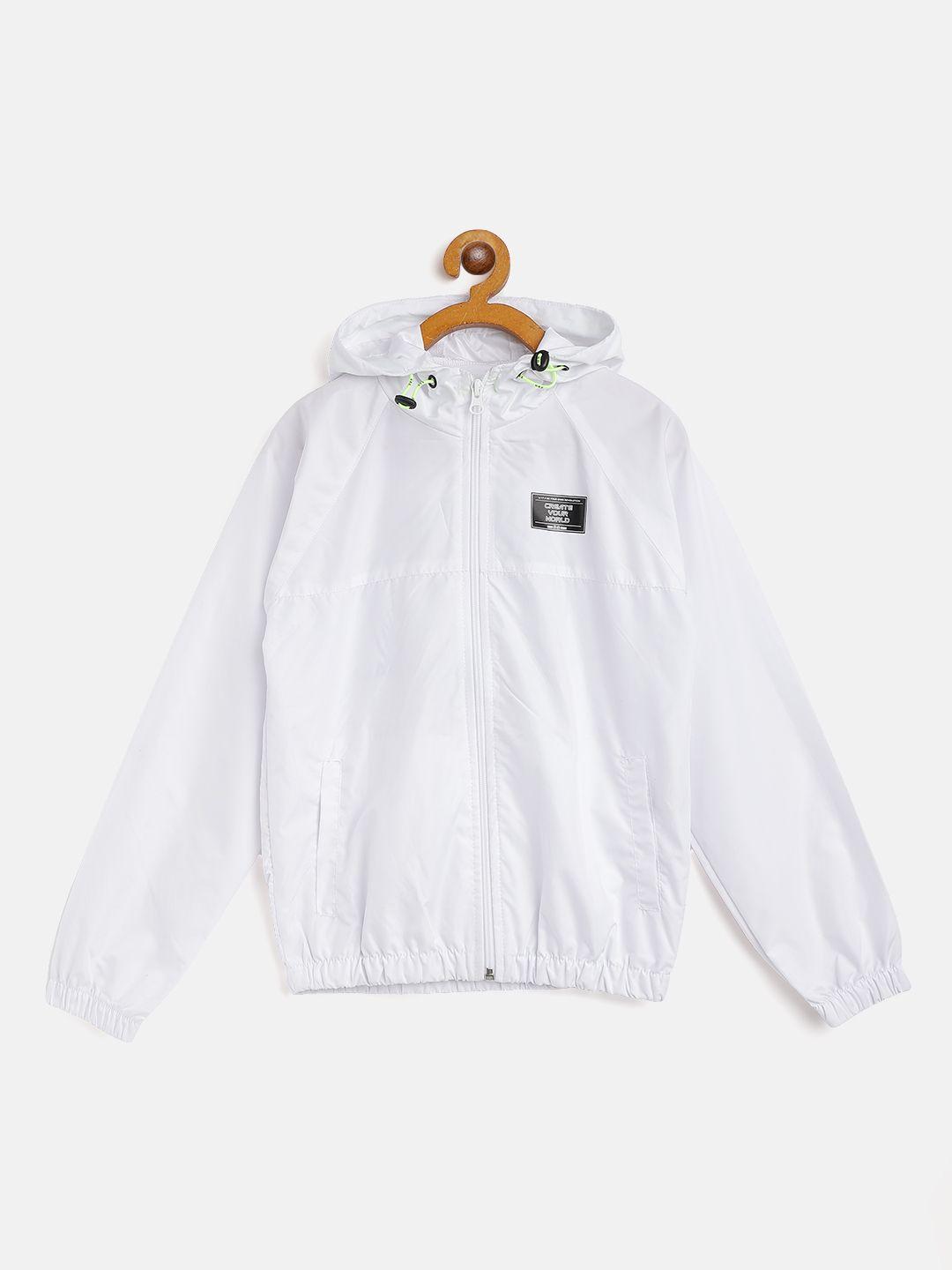 hrx by hrithik roshan u-17 lifestyle boys bright white rapid-dry hooded bomber jacket