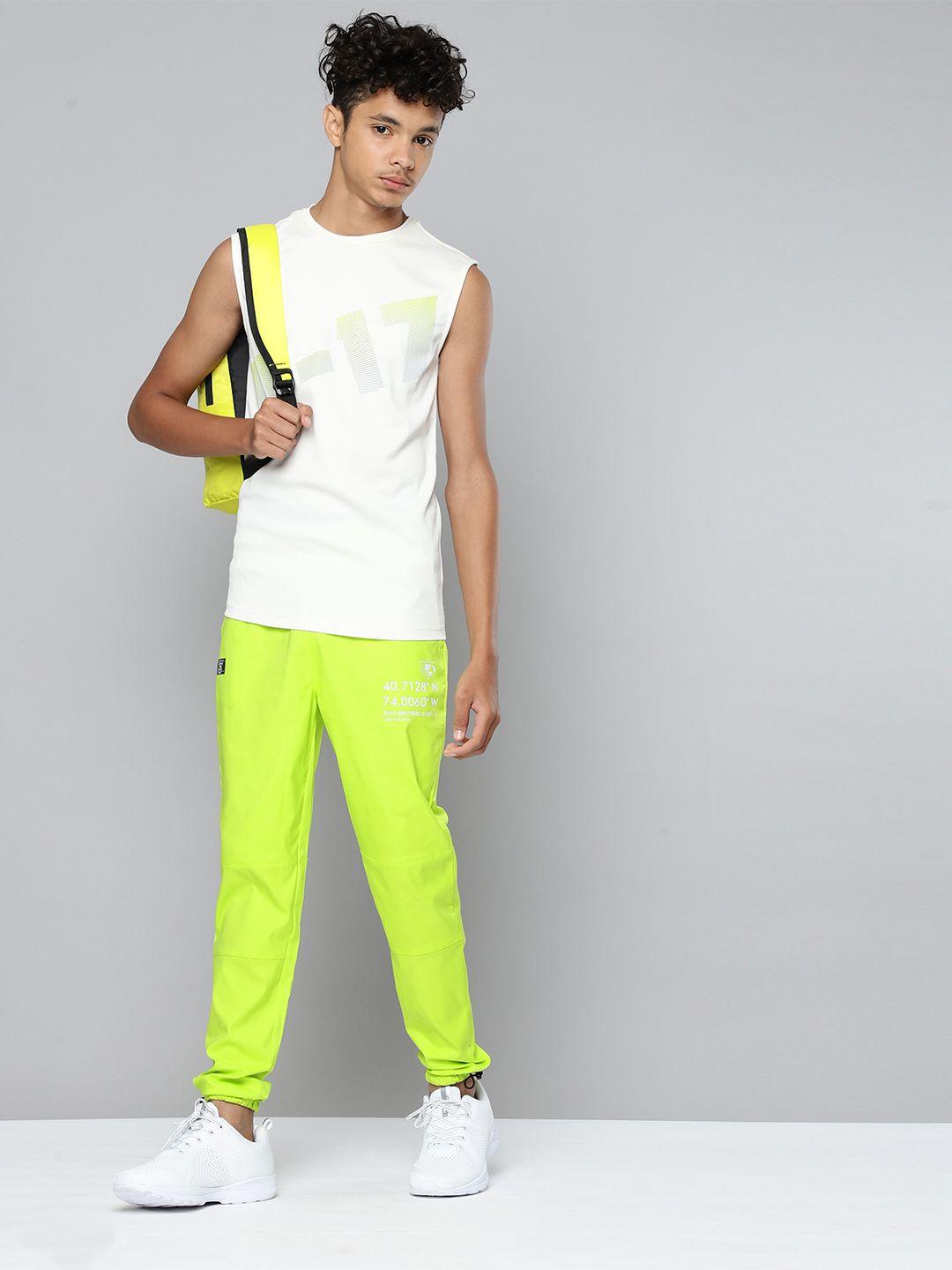 hrx by hrithik roshan u-17 lifestyle boys lime punch rapid-dry solid joggers