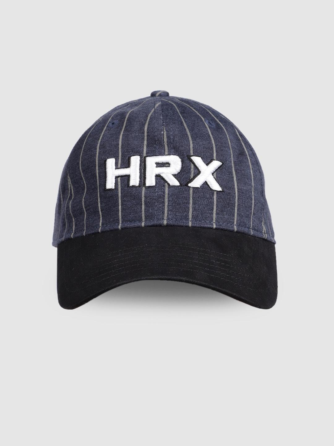 hrx by hrithik roshan unisex black & blue embroidered baseball cap