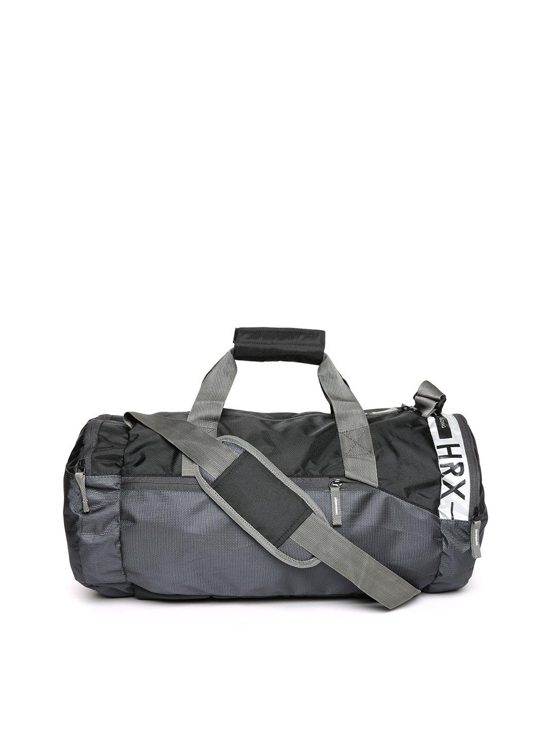 hrx by hrithik roshan unisex black & grey colourblocked training duffel bag