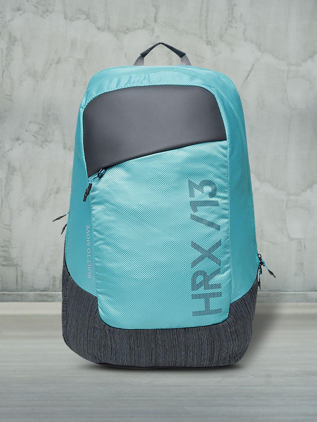 hrx by hrithik roshan unisex blue & grey colourblocked multiutility laptop backpack