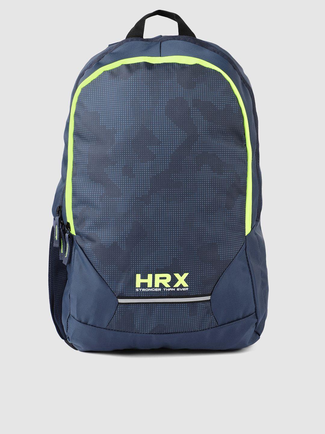 hrx by hrithik roshan unisex blue graphic eco4 backpack