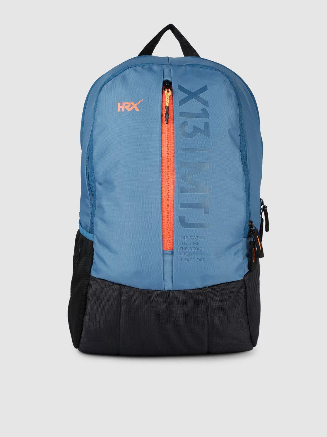 hrx by hrithik roshan unisex blue typography polar backpack