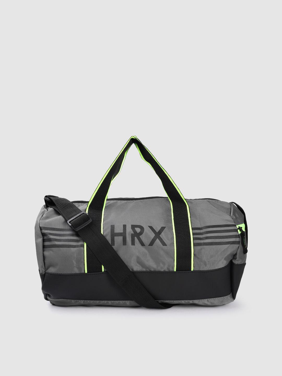 hrx by hrithik roshan unisex grey solid brand logo training duffel bag