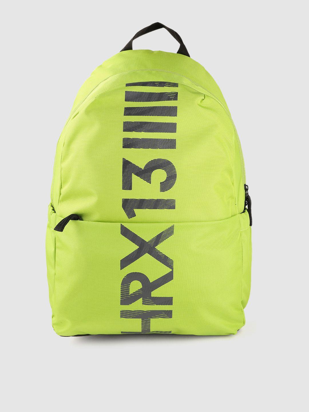 hrx by hrithik roshan unisex lime green & black brand logo backpack 23.7 l