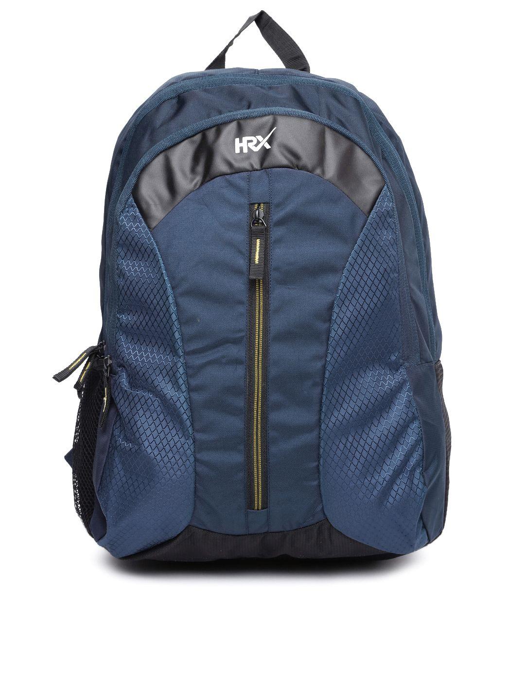 hrx by hrithik roshan unisex navy blue solid lifestyle backpack