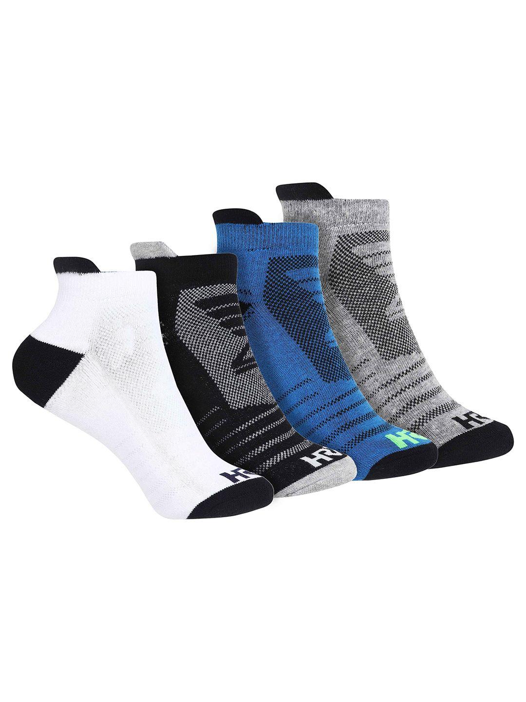hrx by hrithik roshan unisex pack of 4 patterned ankle -length socks