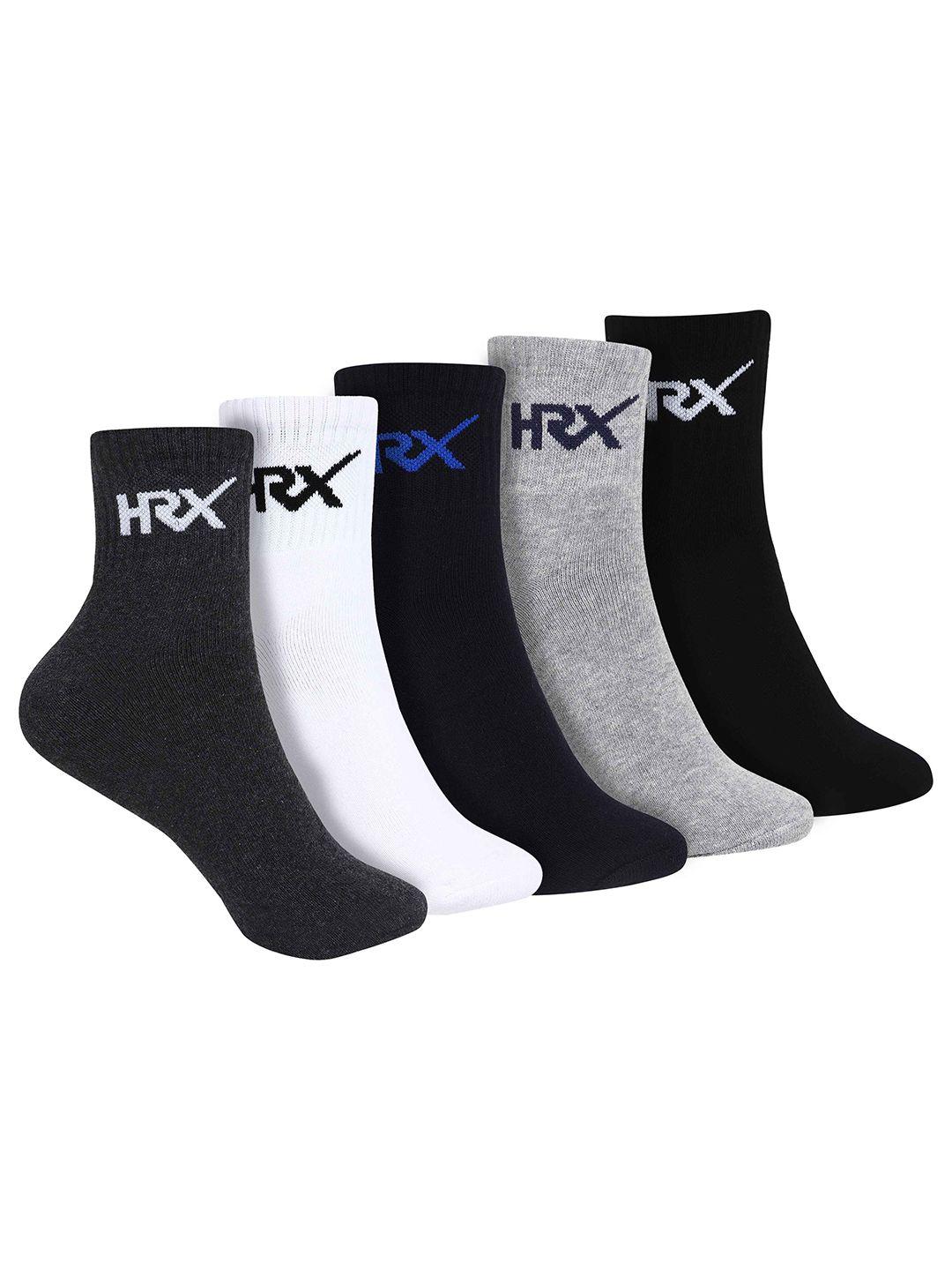 hrx by hrithik roshan unisex pack of 5 ankle-length socks