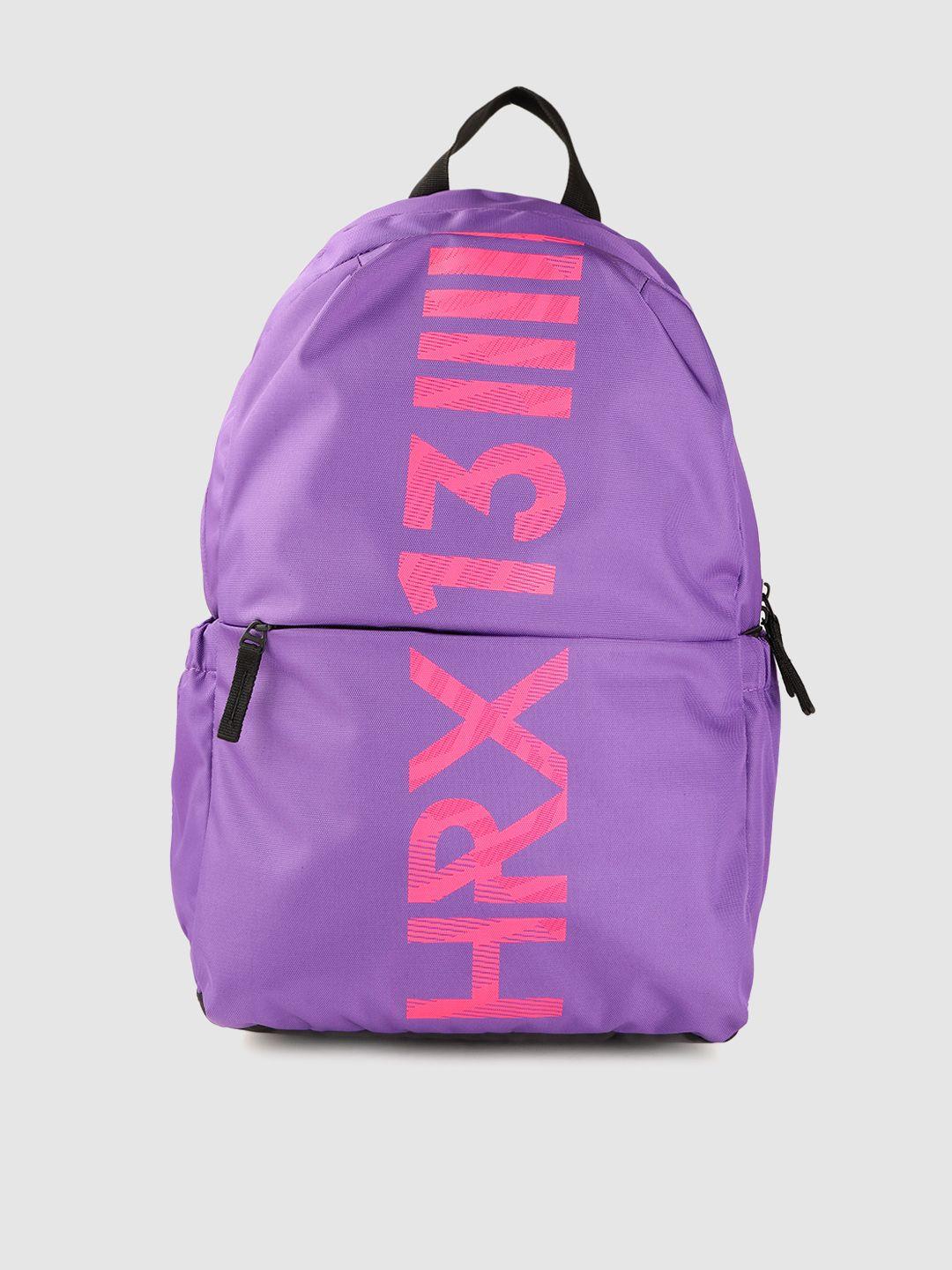 hrx by hrithik roshan unisex purple & pink brand logo print 15 inch laptop backpack