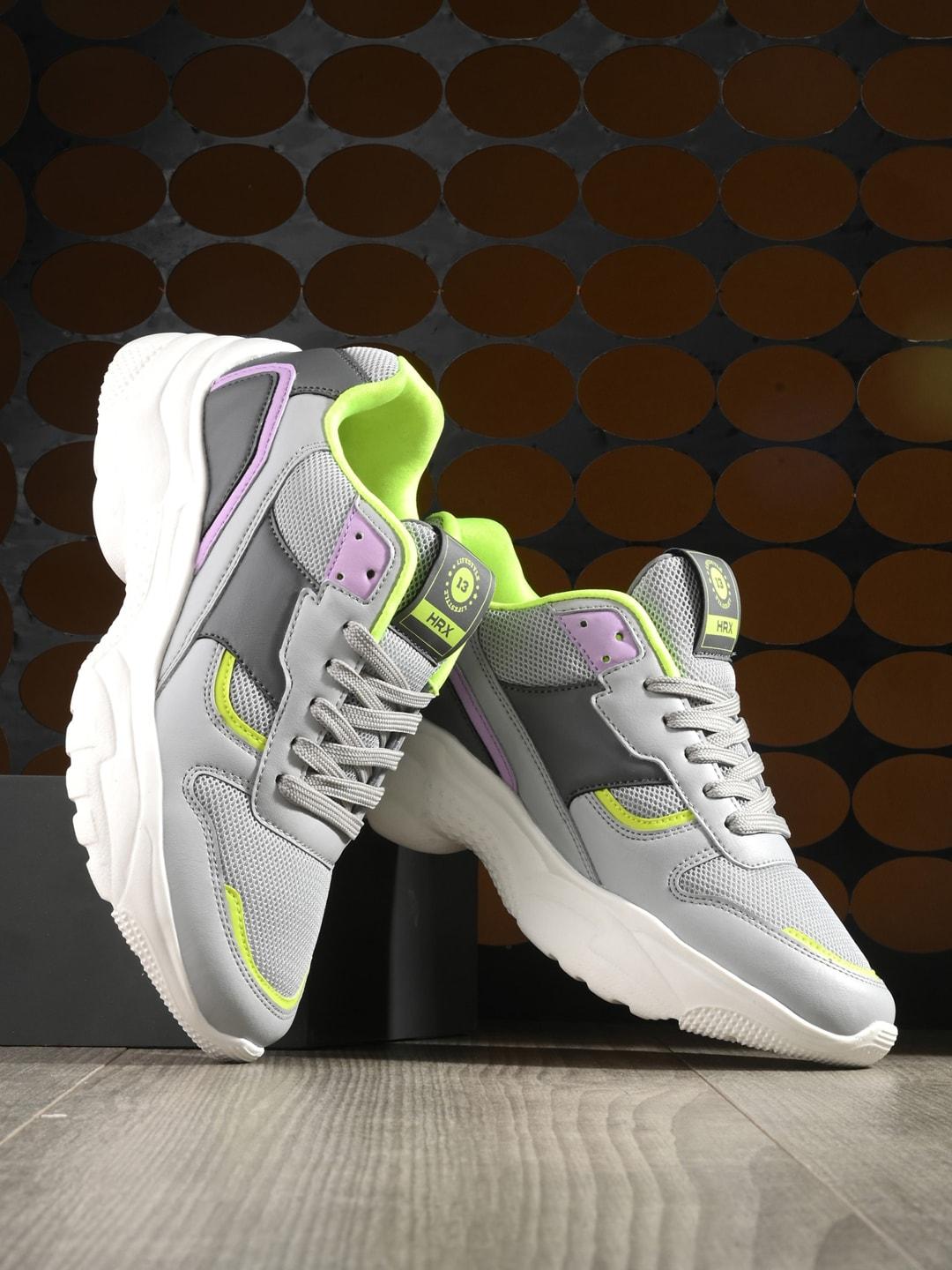 hrx by hrithik roshan women grey lavender colourblocked sneakers