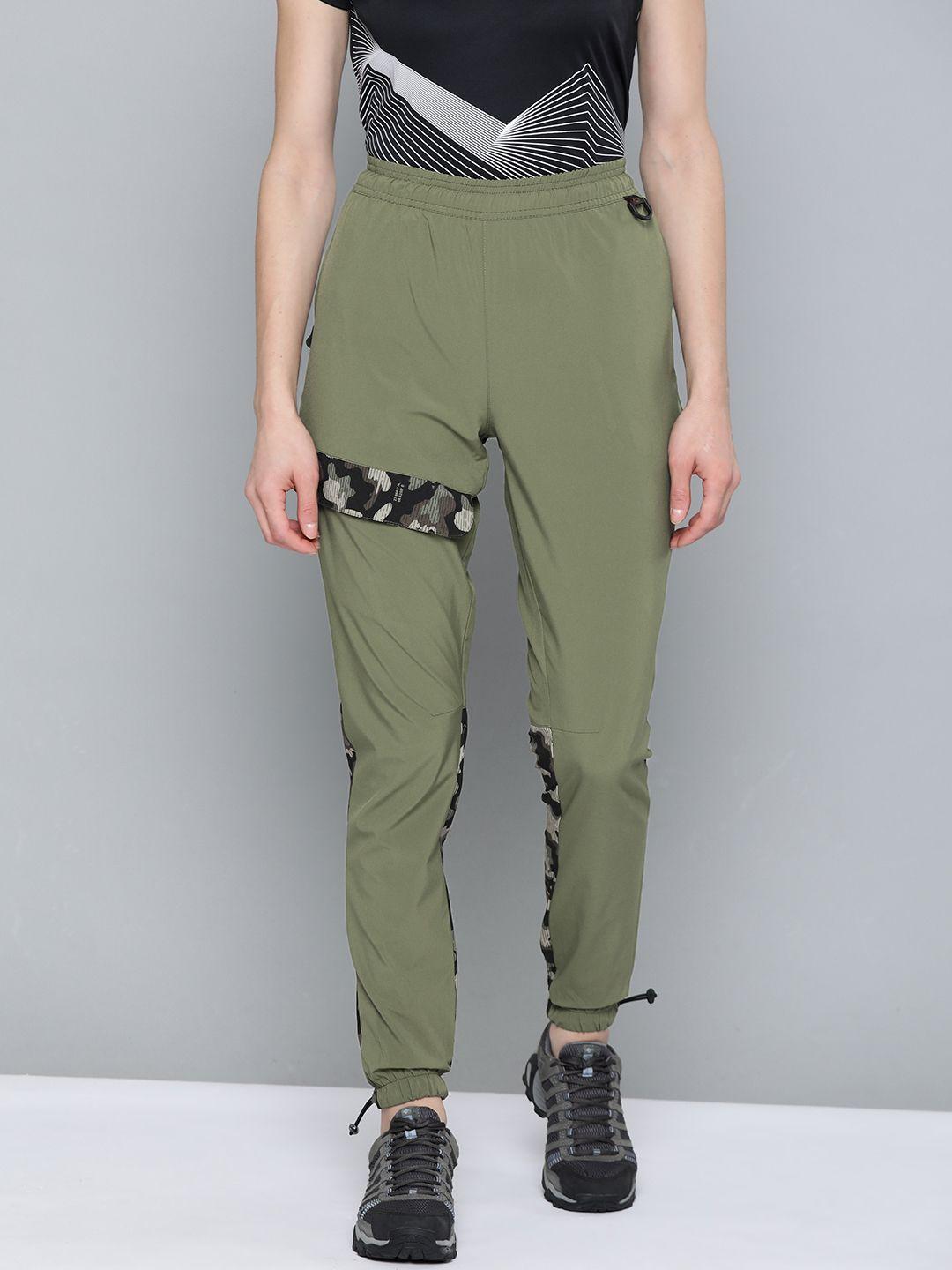 hrx by hrithik roshan women olive green solid outdoor track pants