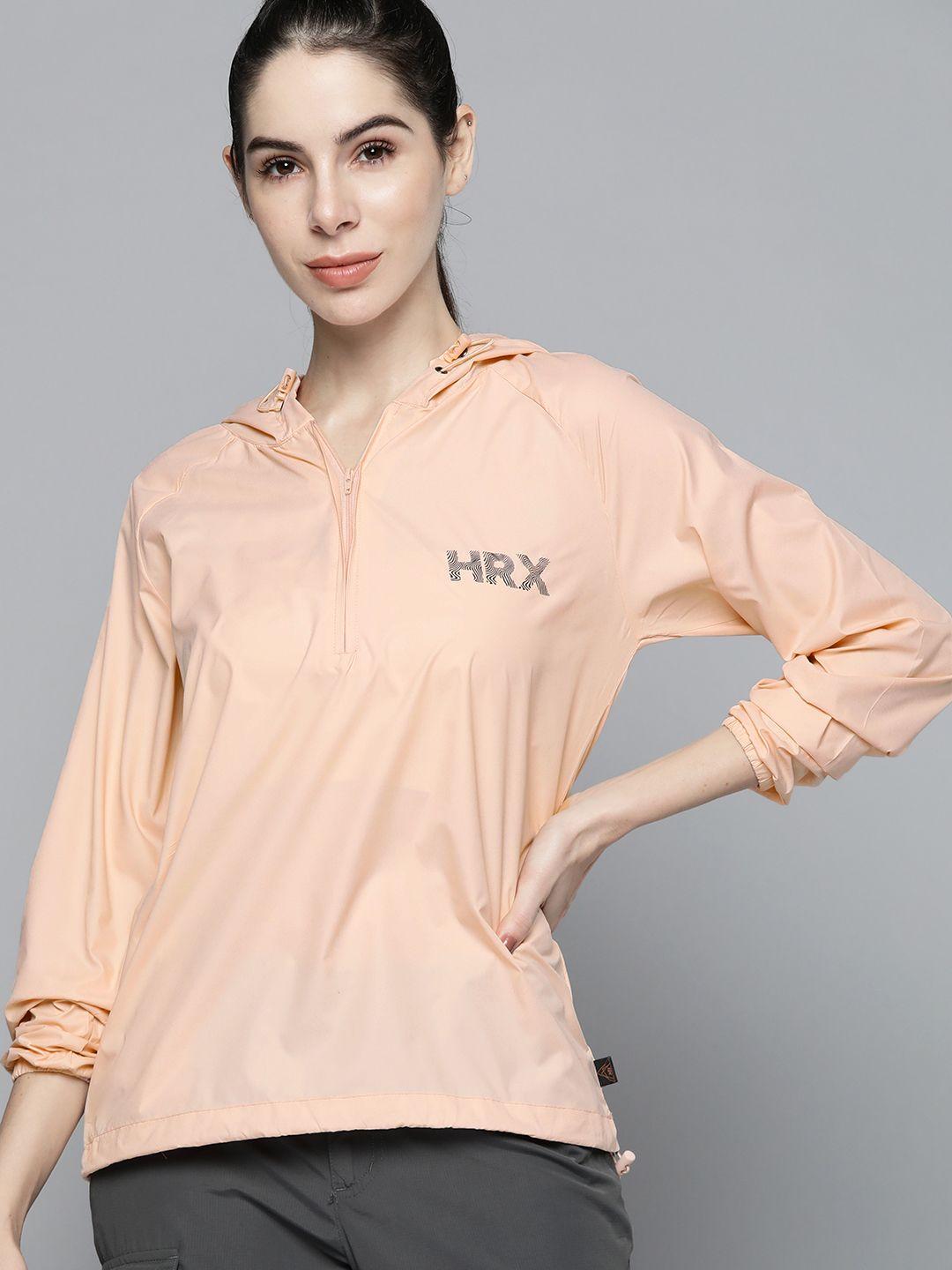 hrx by hrithik roshan women peach-coloured outdoor sporty jacket