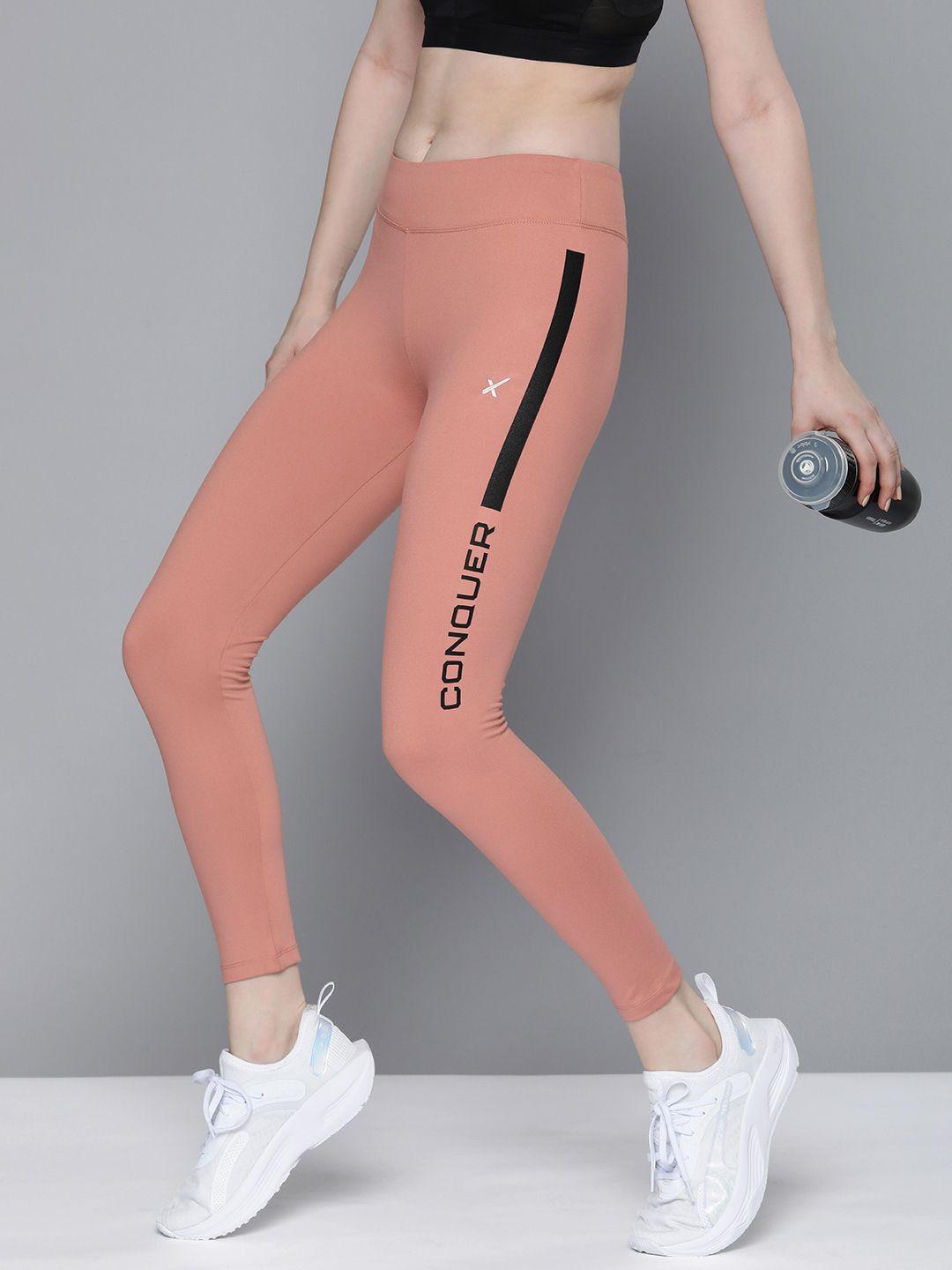 hrx by hrithik roshan women printed rapid-dry skinny fit training tights