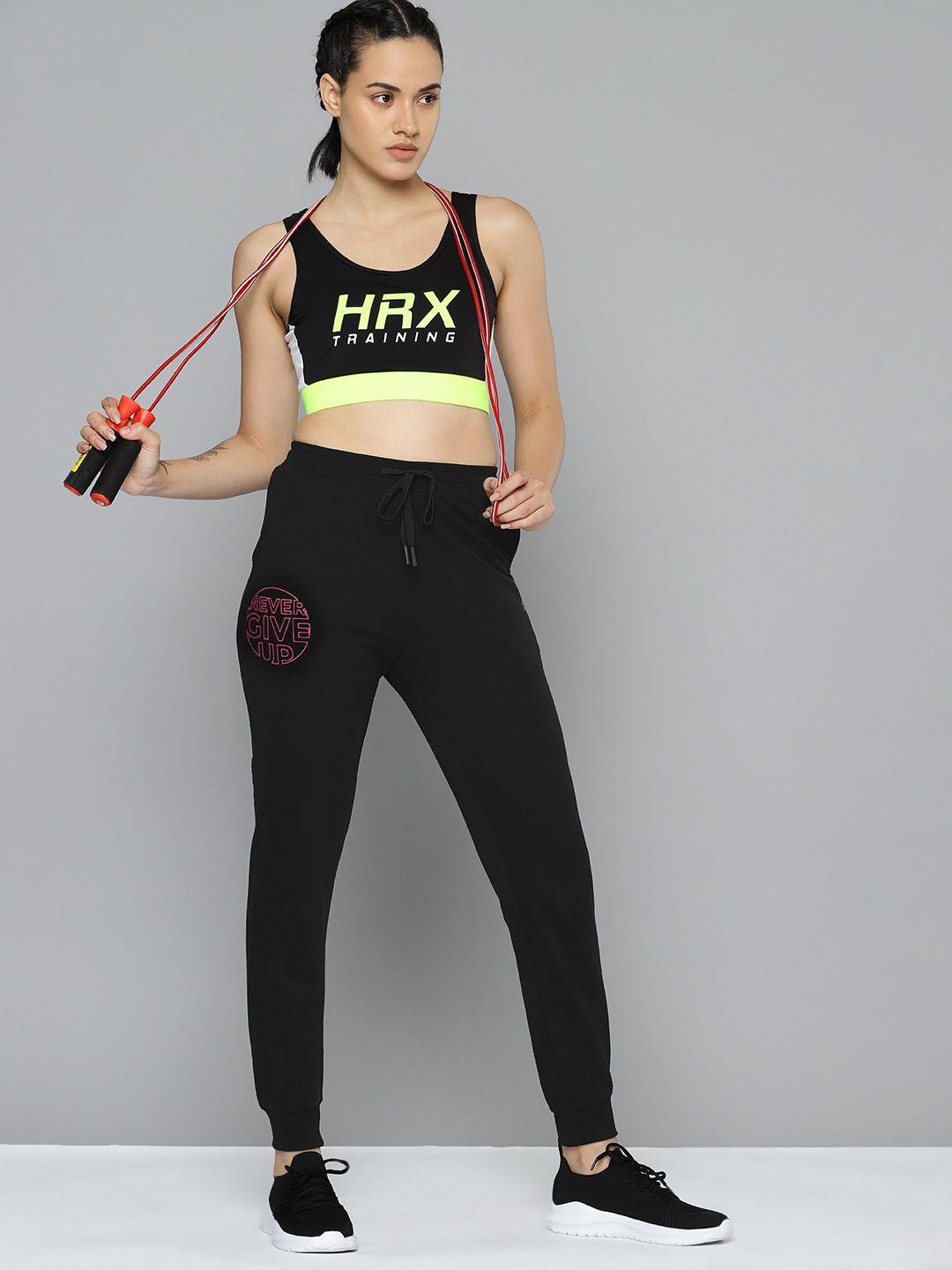 hrx by hrithik roshan women typography regular fit joggers