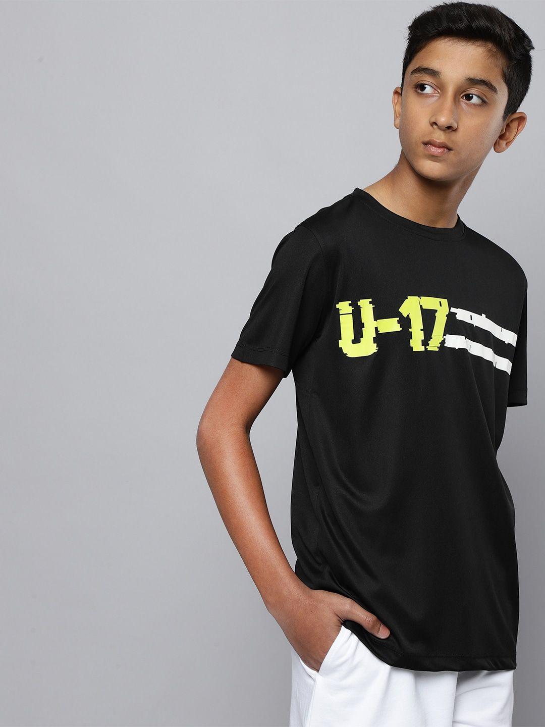 hrx by hrithik roshan active boys jet black rapid-dry brand carrier tshirts