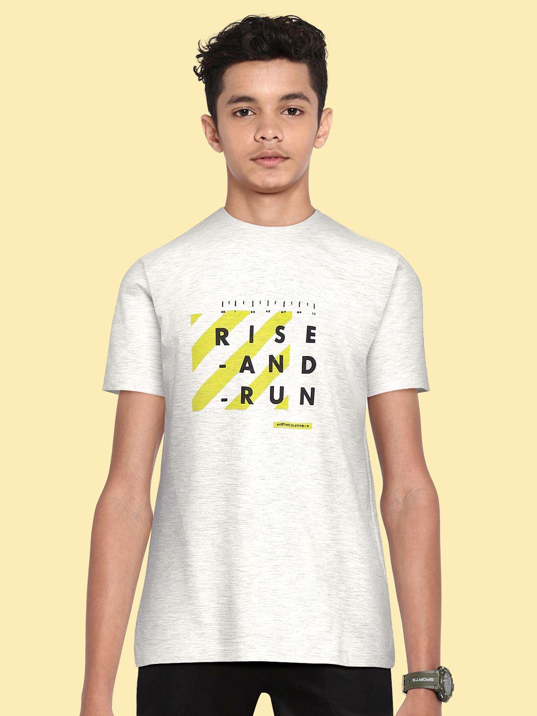 hrx by hrithik roshan active u-17 boys white bio-wash brand carrier tshirts