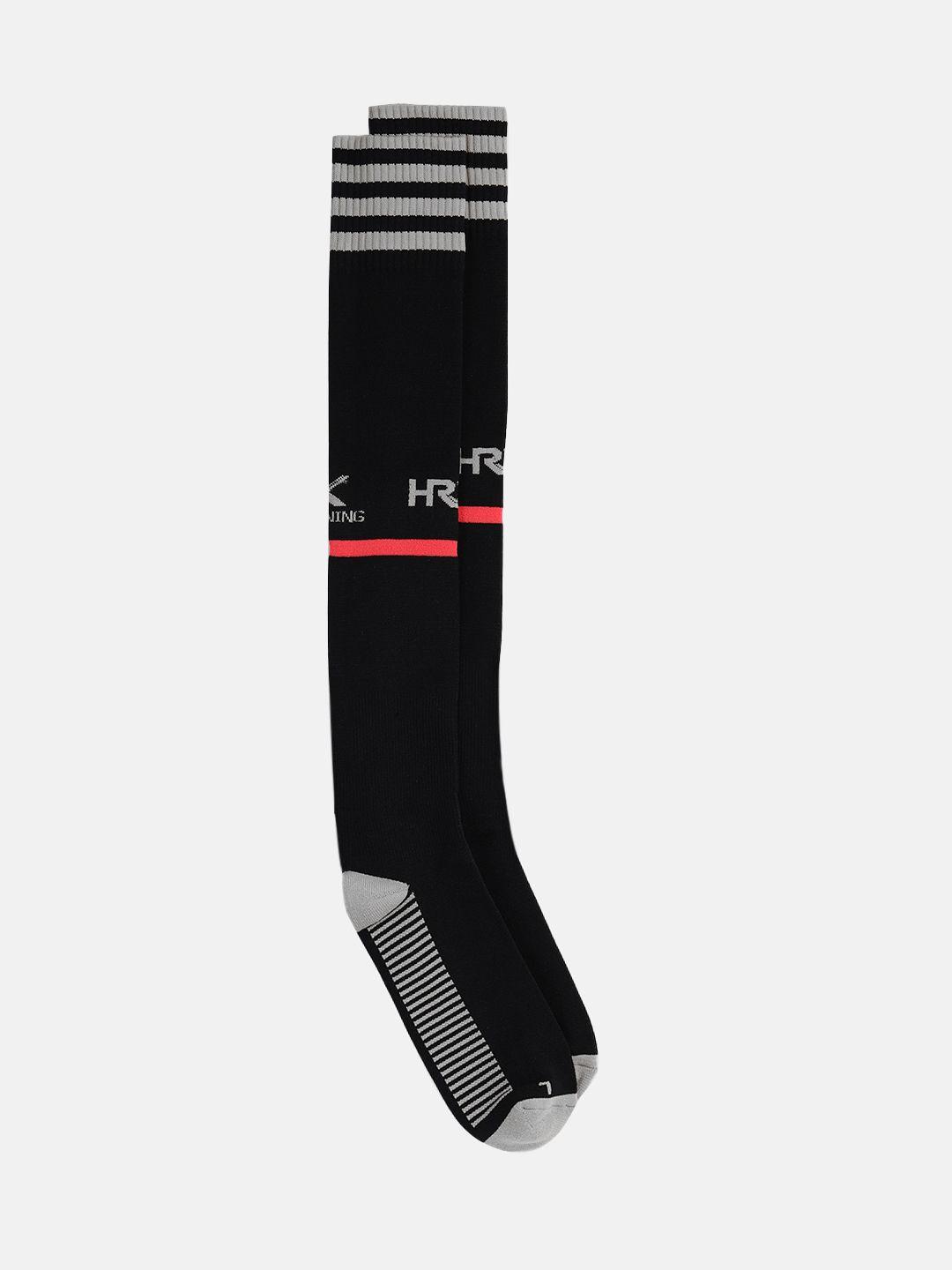 hrx by hrithik roshan adults black colourblocked football socks