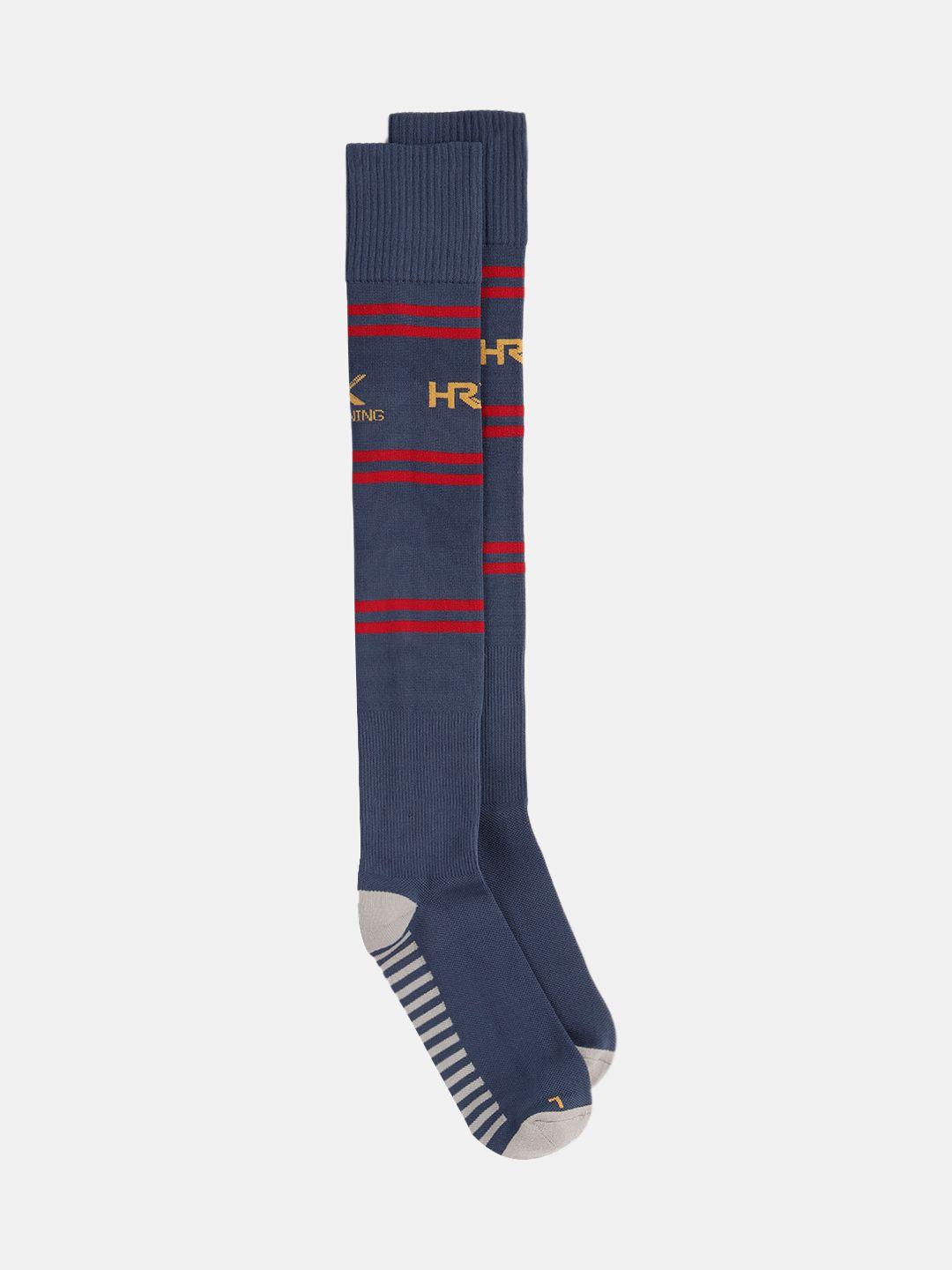 hrx by hrithik roshan adults blue colourblocked football socks