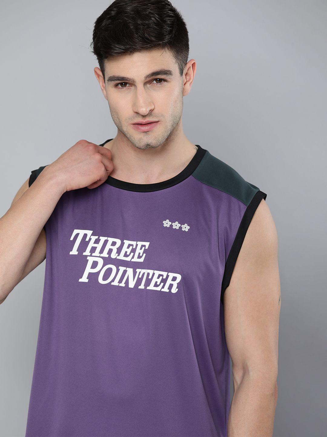 hrx by hrithik roshan basketball men purple rapid-dry typography tshirts