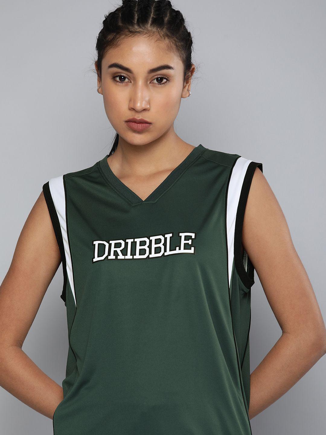 hrx by hrithik roshan basketball women pine rapid-dry typography tshirts