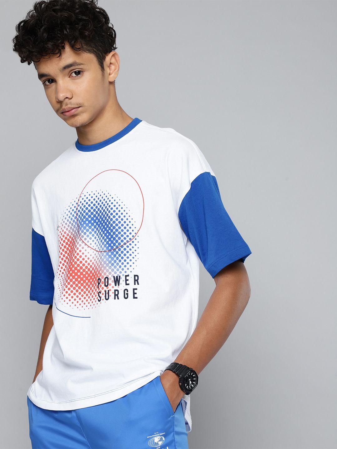 hrx by hrithik roshan boys white printed bio wash lifestyle t-shirt