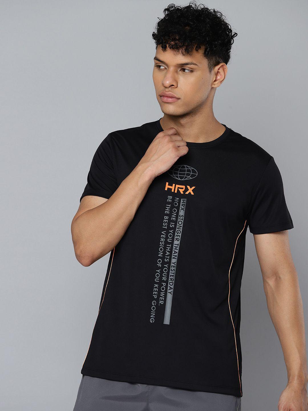 hrx by hrithik roshan brand logo printed antimicrobial training t-shirt