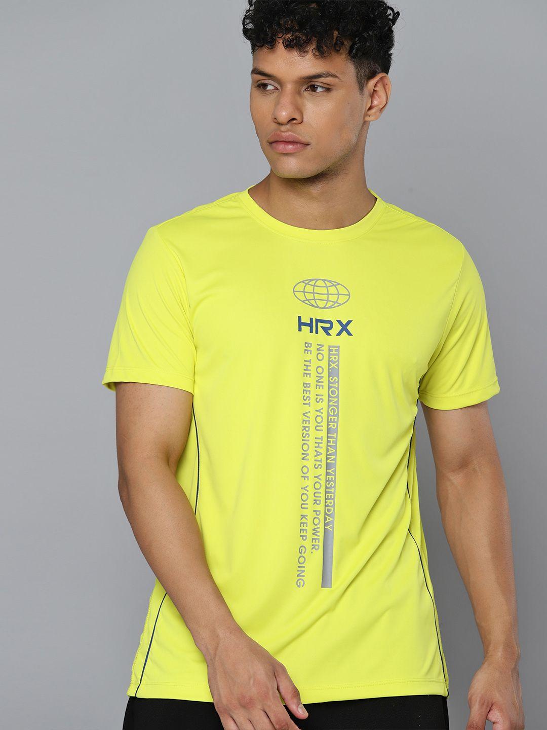 hrx by hrithik roshan brand logo printed antimicrobial training t-shirt