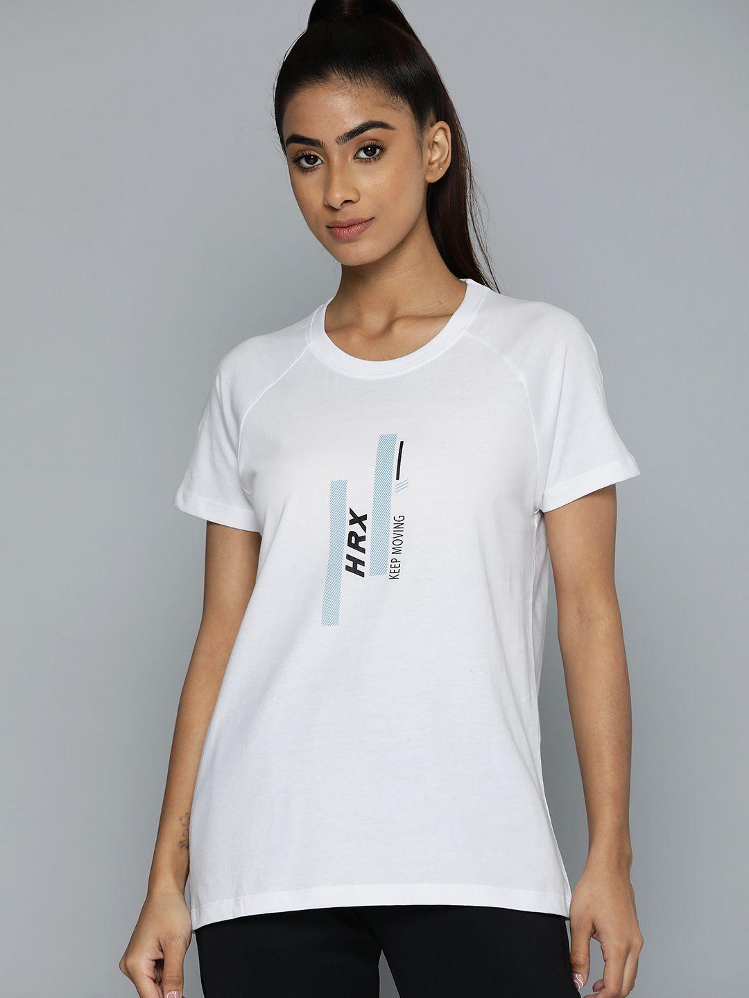 hrx by hrithik roshan brand logo printed pure cotton t-shirt