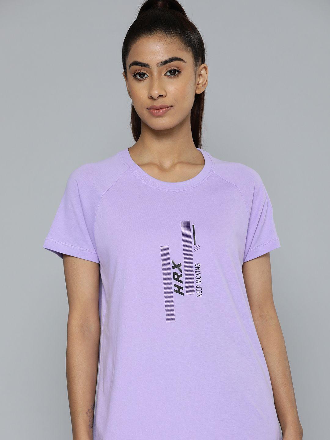 hrx by hrithik roshan brand logo printed pure cotton t-shirt